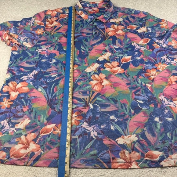 Tommy Bahama Mens Floral Print Short Sleeve Bloomio 54 Polo Shirt Blue 4XLB - Picture 8 of 8